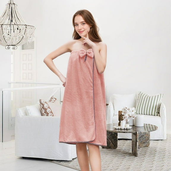 GOSCHE Women Bath Wrap Hair Towel, Adjustable Luxury Microfiber Soft Towels, Super Absorbent to Quick Drying Hair and Body, 33"x59", Pink