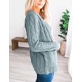 thumbnail image 2 of IFJIM Womens Cable Knit Cardigan Sweaters Long Sleeve Open Front Outwear with Pockets Sage M, 2 of 5