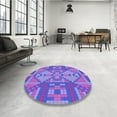 thumbnail image 4 of Ahgly Company Machine Washable Indoor Round Transitional Light Slate Blue Area Rugs, 7' Round, 4 of 7
