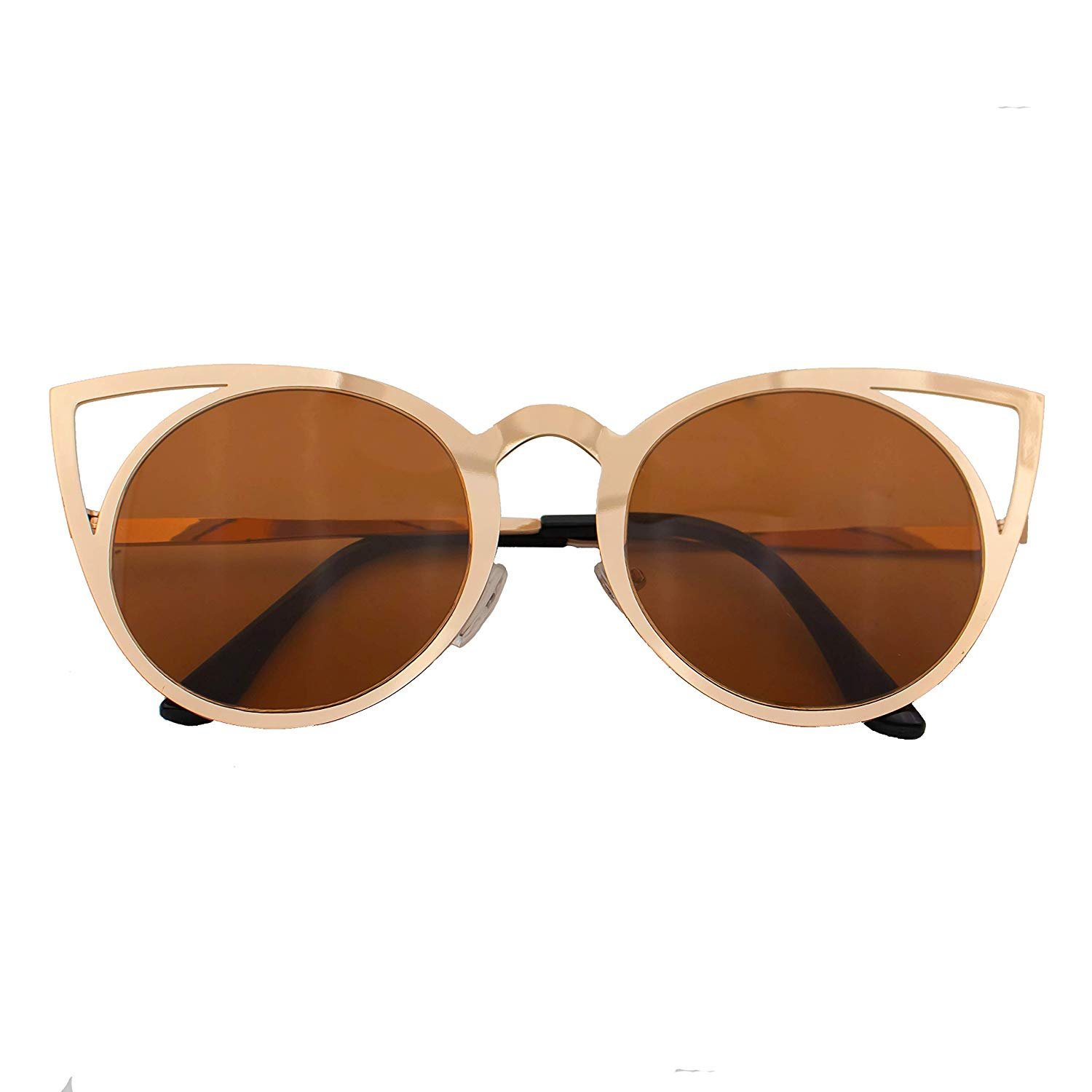 B-THERE Fashion Sunglasses Women Brand Designer Cat Eye Sun Glasses Vintage Woman (Golden/Brown Lens) - image 1 of 2
