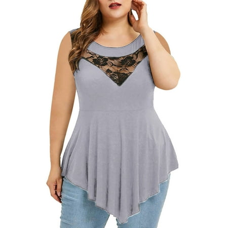 

Simplmasygenix Maternity Tank Tops for Women Plus Size Tunic Tankinis Women Solid Floral Lace Roundn Neck Asymmetric Sleeveless Tops Blouse
