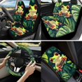 thumbnail image 2 of Jeiento Cute Tree Frog 13 PCS Car Seat Cover Full Set, with Steering Wheel Cover Seat Belt Strap Cover Armrest Cushion Cup Coaster Keychain Lipstick Holder Green Auto Decor Fit for SUV Van Sedan, 2 of 8