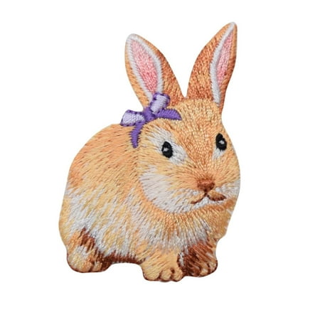 Bow Tie Applique - Bunny Rabbit - Hare - Lavender Bow - Embroidered Patch /Iron on Applique