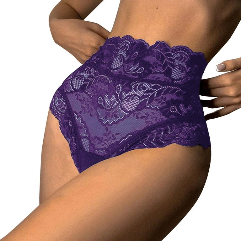 LBECLEY Girls Panties Size 10-12 Briefs Women Floral Lace Mesh Panties High  Waist Briefs Underwear Hollow Out Transparent Plus Size Underwear
