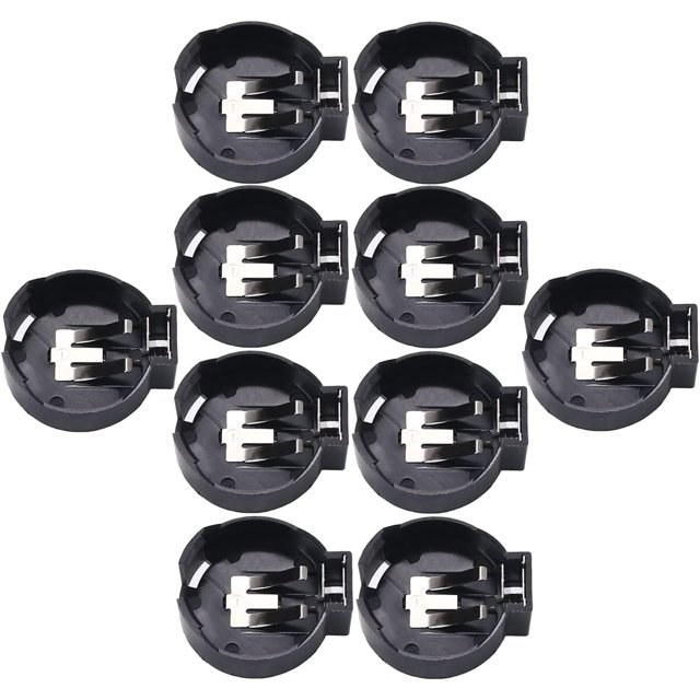 HUGFEGWE 10Pcs CR2477 Horizontal Coin Button Battery Holder Black Container Case CJB91-112554