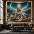 thumbnail image 6 of Floral Garden Nocturnal with Wolves Resting Closely, Dreamy Illustration for Nature Lovers, Aesthetic Wall Decor, Mother'S Day Gift, Tapestry Wall Hanging for Dorm and Living Room, 6 of 7
