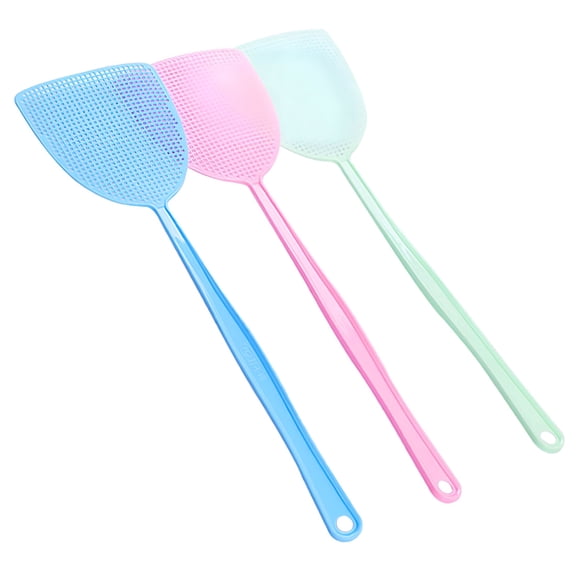 TELOLY 3-Pack Plastic Fly Swatters Heavy Duty,Fly Killer With Long Handle,Large Long Handle Fly Swat Shatter,Flexible Bug Swatter That Work for Indoor and Outdoor