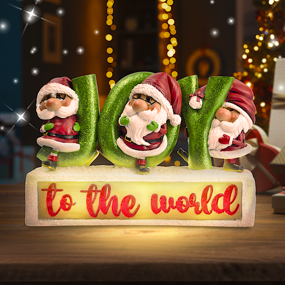 OrnamentallyYou Christmas 9.1” Gnomes Lighted Statue, Hand-painted