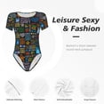 thumbnail image 6 of Uemuo Happy Father Day Pattern Women's One Piece Short Sleeve Swimsuit Rash Guard Surfing Modest Quick-drying Swimsuit Beach Essentials-Medium, 6 of 9