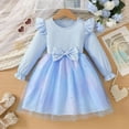 thumbnail image 5 of JCCXIN Girl Dress Girls Long Sleeve Star Printed Dress With Bow Detail Elegant Party Gown For And Autumn Lovely 4-5 Years, 5 of 9