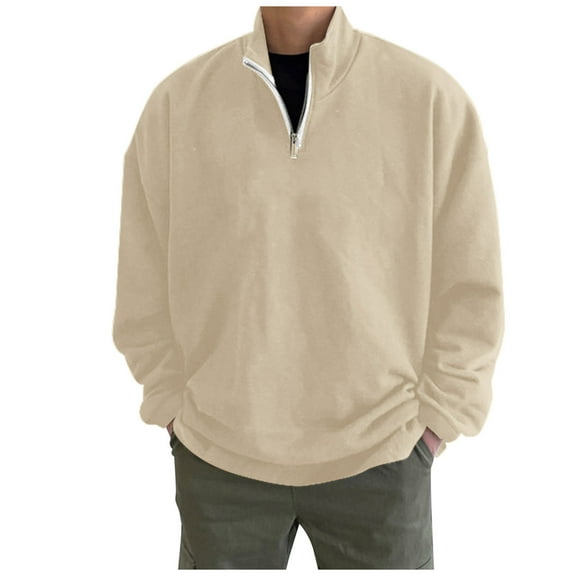 Vedolay Hoodies for Men Soft and Comfy Basic Pullover Crewneck Sweatshirt Khaki,XL
