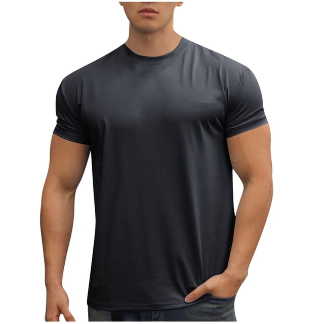 Camisas de Verano Casuales de Manga Corta de los Hombres Color Sólido V-Cuello Blusa de Fitness, 75% Poliéster 20% Rayón 5% Camisa de Spandex