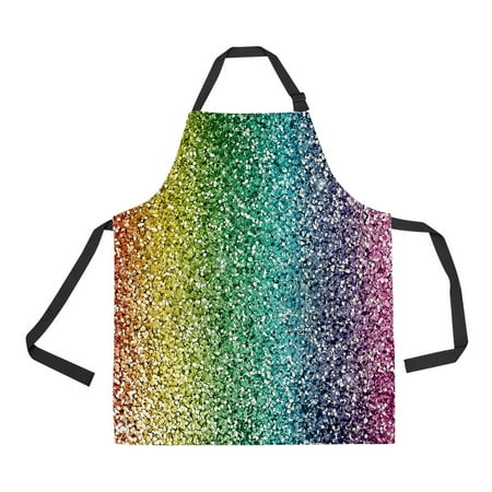 

ABPHQTO Rainbow Glitter Apron Home Kitchen Apron with Pockets