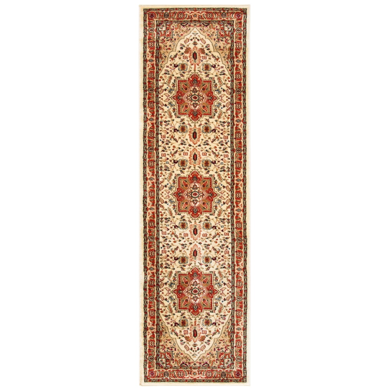 SAFAVIEH Lyndhurst Miranda Traditional Bordered Runner Rug, Ivory/Rust, 2'3" x 8'