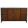 thumbnail image 4 of MCM 61" Single Oval Sink Solid Wood Vanity in Walnut/White Carrara, 4 of 11