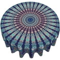 thumbnail image 4 of Mandala Round Tablecloth 60 Inch Indian Navy and Teal Tablecloth Waterproof Polyester Boho Round Tablecloth Kitchen Table Cloth Cover Anti-Slip Table Cloth for Home Dinning Tabletop Decor, 4 of 6