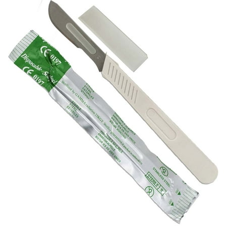 #21 Stainless Steel Blade Disposable Plastic Scalpel with Protective Cap : ( Pack of 10 Scalpels ) (ToolUSA: PL-06121-Z10)