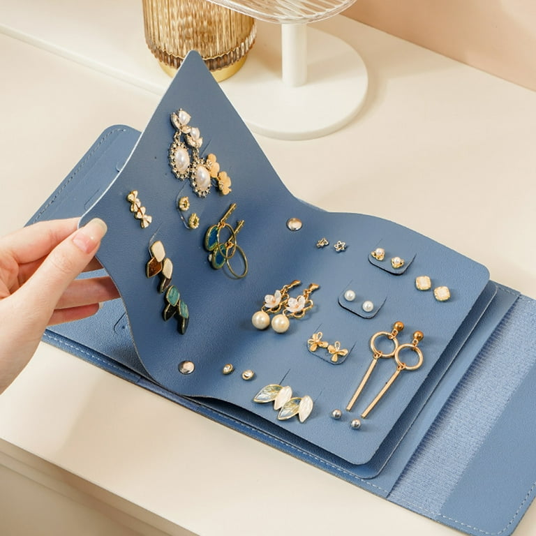 Mosey Earring Storage Bag Wear Resistant Lightweight Book Design Foldable  Jewelry Earring Organizer Travel Earring Case 