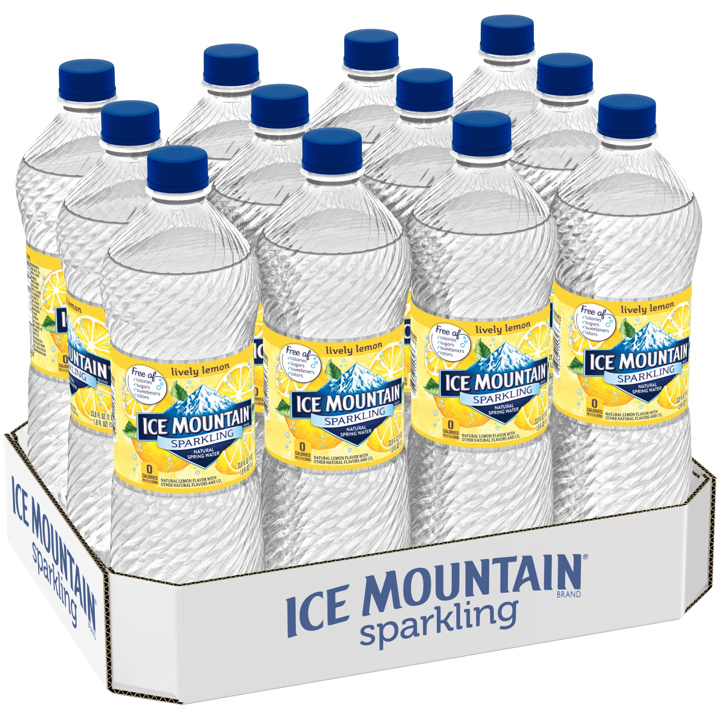 Ice Mountain Sparkling Lively Lemon Water, 33.8 Fl. Oz., 12 Pack