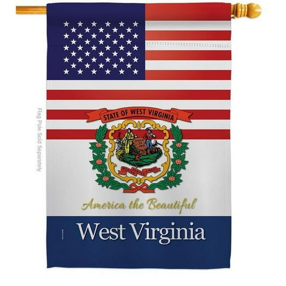 28 x 40 in. USA West Virginia American State Vertical House Flag with Double-Sided Decorative Banner Garden Yard Gift