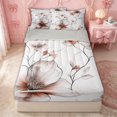 thumbnail image 2 of Erosebridal Watercolor Magnolia Zipper Queen Comforter Set with Fitted Sheet and 2 Pillowcases for Girls, Botanical Branches Art Zipper Bedding Set, Gray Reversible, 4pcs, 2 of 7