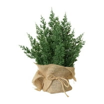 Christmas Tabletop Mini Tree 13" Green Xmas Pine Tree Christmas Decor with Burlap Pots for Home Indoor for Home Miniature Trees with Linen Base for Dining Table Kitchen Desk Home