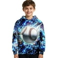 thumbnail image 2 of Hoodie for Boys Boys Digital Print Hooded Sweatshirt Long Sleeve Pullover Athletic Loose Fit Sportswear for Kids Youth Daily Wear Sweatshirts for Boys Blue 9 Years-10 Years, 2 of 3