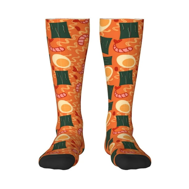 Fotbe Ramen Noodle Soup Calcetas Divertidas Estampadas para Hombre y Mujer, Calcetas de Algodón hasta la Rodilla para Caminar, Correr, Enfermería y Embarazo