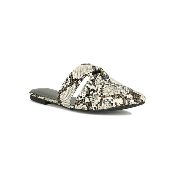 Women Pointy Toe O-Ring Mule Flat 18855