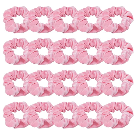 XIBUFE 20 Pcs Pink Velvet Scrunchies, Soft Hair Ties for Women Girls Elastic Bobbles Ropes Scrunchie, Cute Hair Accessories for Daily Use Pink Scrunchie