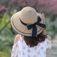 thumbnail image 3 of Women Hat Bow Braided Summer Foldable Sun Protection Cap for Outdoor, 3 of 10