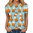 thumbnail image 2 of Fiudx Camisas de Mujer Blusa de Manga Corta con Estampado de Moda para Mujer, Camiseta con Cuello Redondo, Tops Informales, 2 of 5