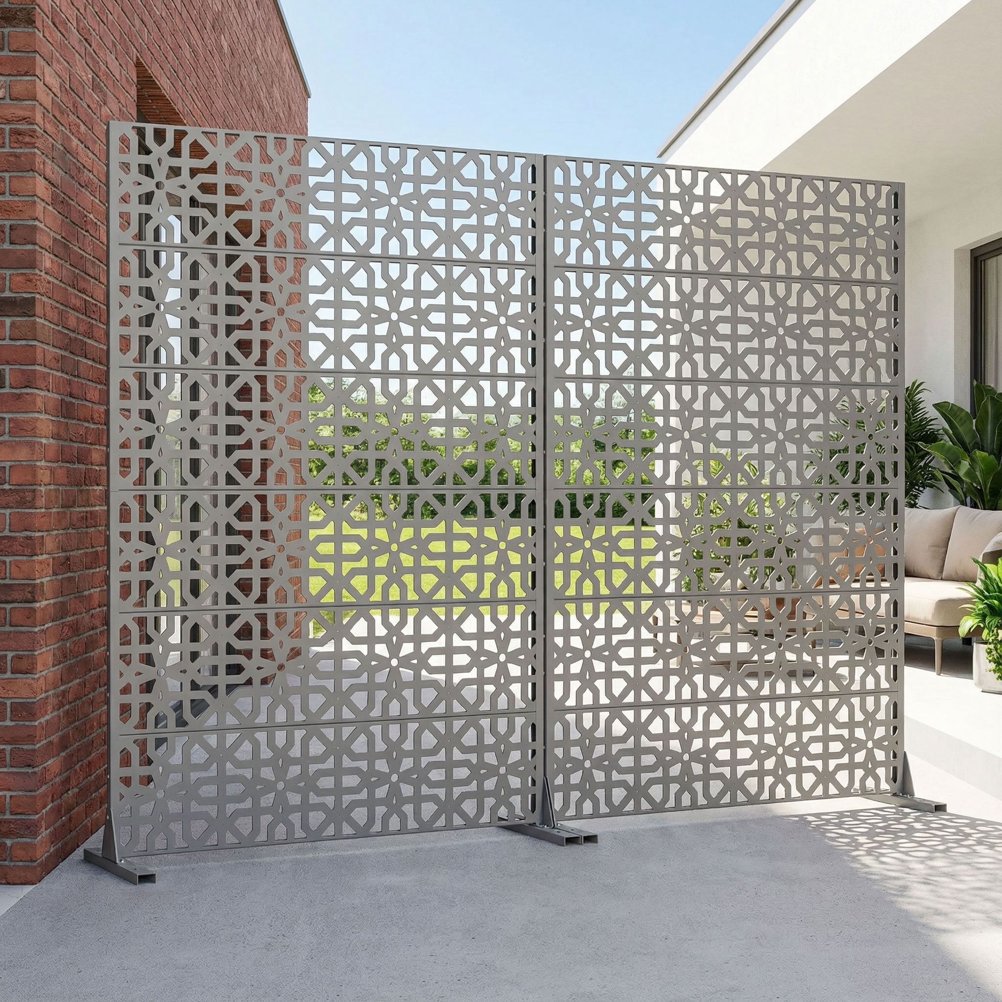 MAYEERTY 72*47in Outdoor Privacy Screen, Commercial Grade Metal Privacy Panel, Privacy Divider for Patio, Balcony, Garden