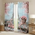 thumbnail image 2 of Homewish Paris Eiffel Tower Blackout Curtains Set of 2 (52x84 Each) for Girl, Pink Romantic Bike Window Curtains, Blossoms Flower Floral Curtains and Drapes, Living Room Curtains Decor, 2 of 6