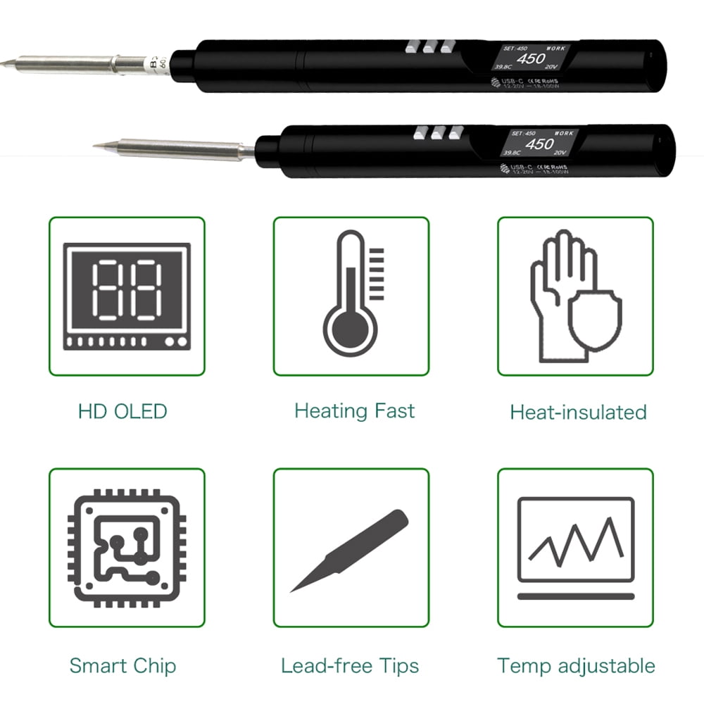Electric soldering iron table,Support Pd2.0/3.0 Oled Display Type-c Support 100w Pen Open Source 100w 0.96inch Iron Table Function - Ideal 0.96inch Oled Protocol With Auto Iron Esp32 Max 100w