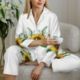 thumbnail image 6 of Pajama Sets for Women 2 Pcs, Sunflowers k Button Down Long Sleeve Sleepwear Lounge PJ Sets, 6 of 6