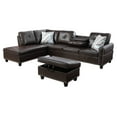 thumbnail image 2 of Ainehome 97.2" W Brown Faux Leather Sectional Sofa Set, 3 Piece Living Room Set with Ottoman, 2 of 7