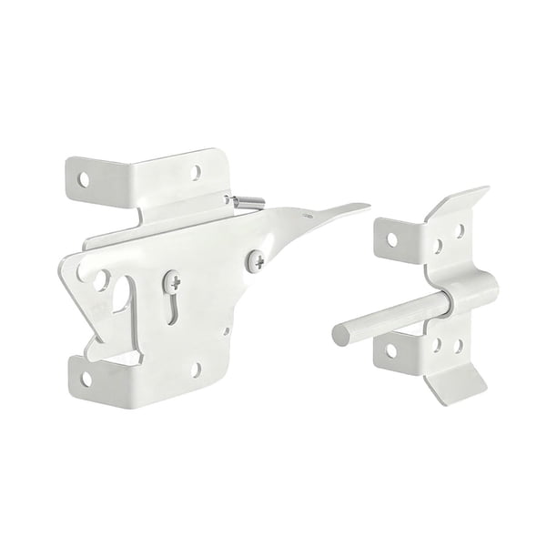 Cierre automático de acero inoxidable resistente para puerta de valla de jardín. Blanco