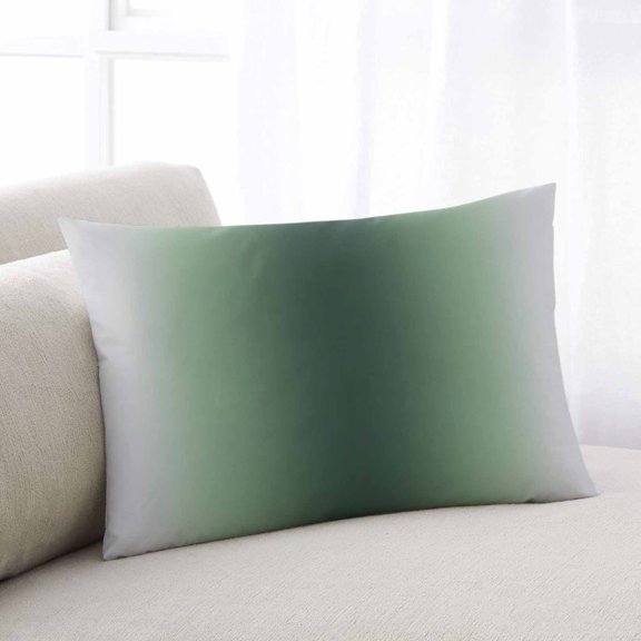 Green Grey Ombre Throw Pillow Covers, Farmhouse Gradient Minimalist Soft Breathable Pillow Cases with Invisible Zipper for Sleeping, Small Pillowcases for Couch Bed Sofa Chair 16x24 Inches