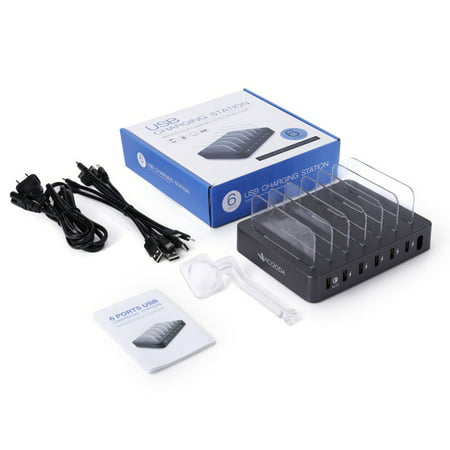 Tinymills 6-Port USB Charge Station Multi-Device Hub Charging Dock for Phone iPad (Best Docking Station For Ipad 2)