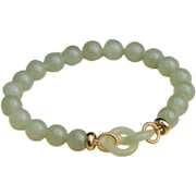 Zephyriana Jade Bead Stone Bracelet Interlocking Adjustable Strech Bracelet Faux Green Jade Charm Love Jewelry for Women Men