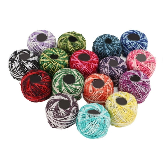 Tebru Assorted Colors Crochet Thread, 16 yd Size (16 Pack)