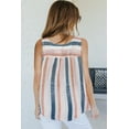 thumbnail image 3 of Women's Multicolor Split V Neck Striped Print Tank Top, 3 of 13