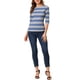 thumbnail image 2 of Camisetas de rayas para mujer Inspire Chic, corte ajustado, mangas de codo, cuello barco, T-shirt M gris azul, 2 of 6