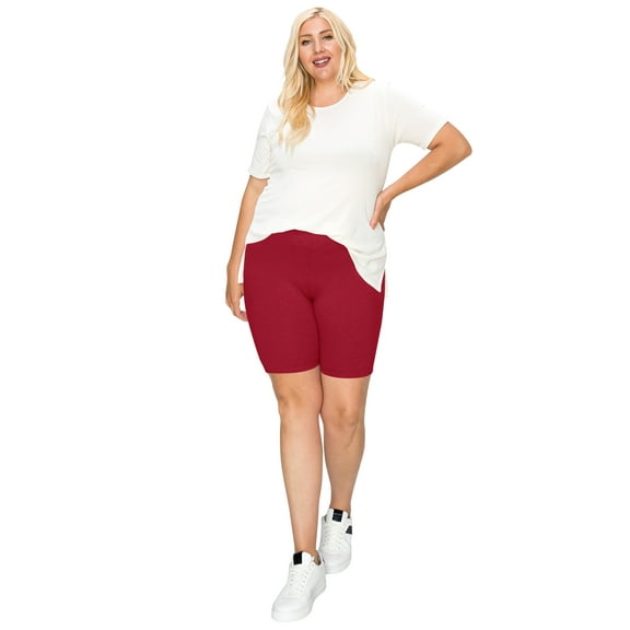 Women's Casual Plus Size Shorts High Waist Stretchy Biker Fit