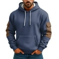 thumbnail image 2 of QHRMKOG Hoodie Men Long Sleeve Big and Tall Drawstring Hooded Sweatshirts with Pockets Fall Essentials Warm Shirts Casual Pullover Tops Blue M, 2 of 4