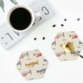 thumbnail image 4 of Lsque Striped Vintage Planes Pattern 4" Drink Coasters Set of 4, PVC Leather Absorbent Coasters, Table Coaster Set Decorative Coffee Cup Coasters Housewarming Gift -Hexagon, 4 of 6