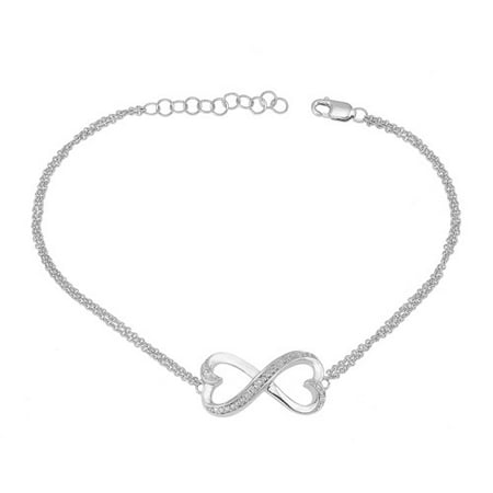 Diamond Accent Sterling Silver Infinity Heart Bracelet with Lobster Catch, 7 with 1 Extender