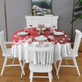 thumbnail image 2 of Red Christmas Snowflake Pattern Round Tablecloth 60"x60",Wrinkle Wipeable Table Cloth for Kitchen Dining Room Picnic Patio Party, 2 of 6