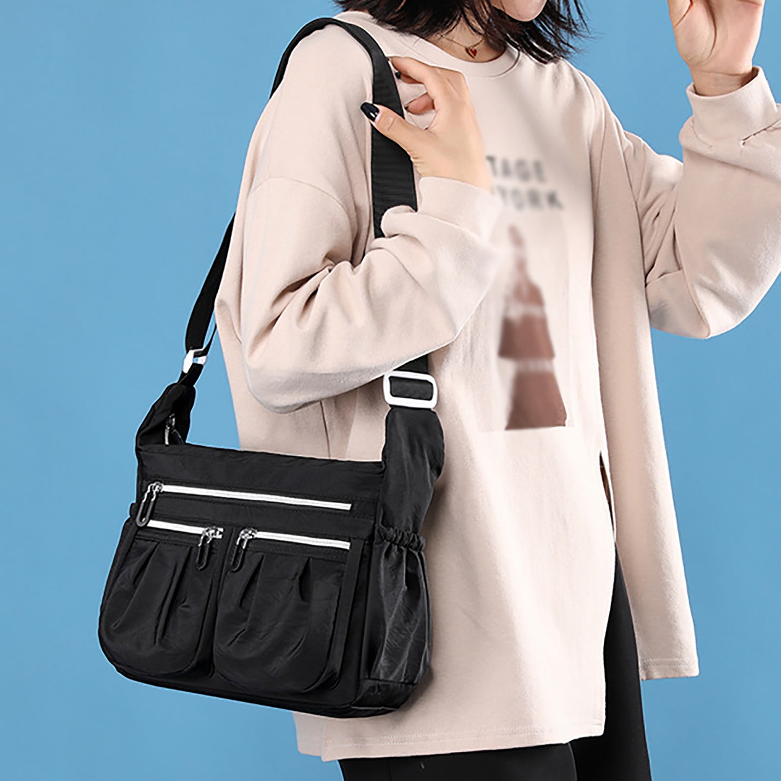 Crossbody Messenger Bags for Women Nylon Lightweight Shoulder Handbags Roomy Ladies Travel Pocketbooks